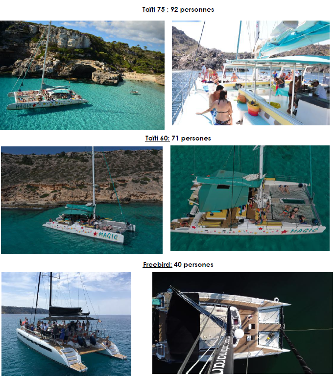 Photos et cPhotos et capacité des catamarans Magic