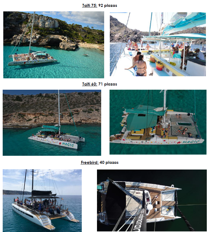 fotos y plazas de los catamaranes MAGIC 2026